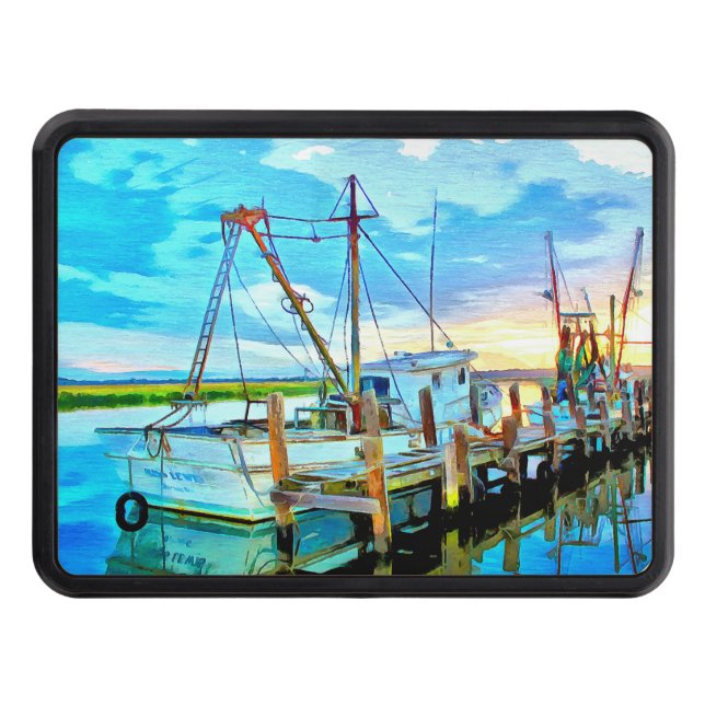 Cubierta Para Remolque Darien Shrimp Flota de barco al atardecer (Anverso)