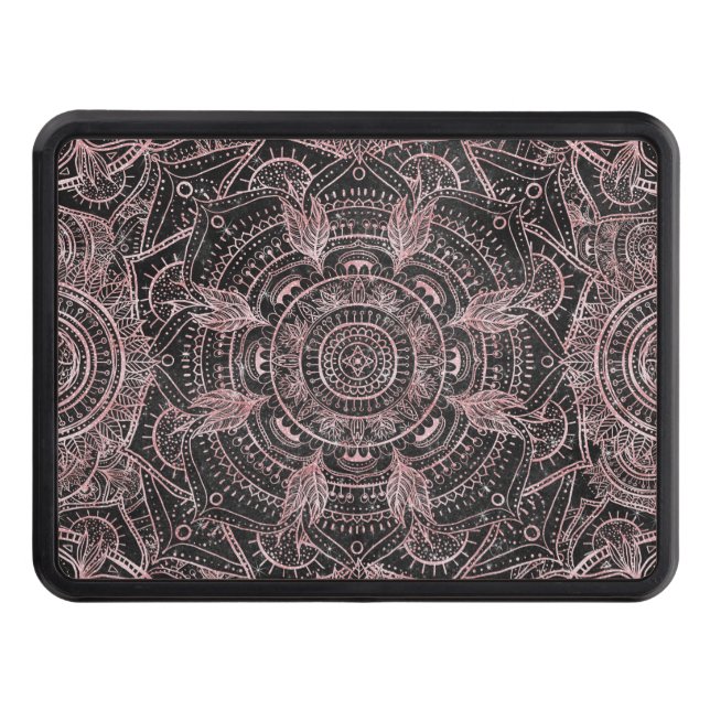 Cubierta Para Remolque Diseño elegante Boho Rosa Gold Gray Mandala (Anverso)