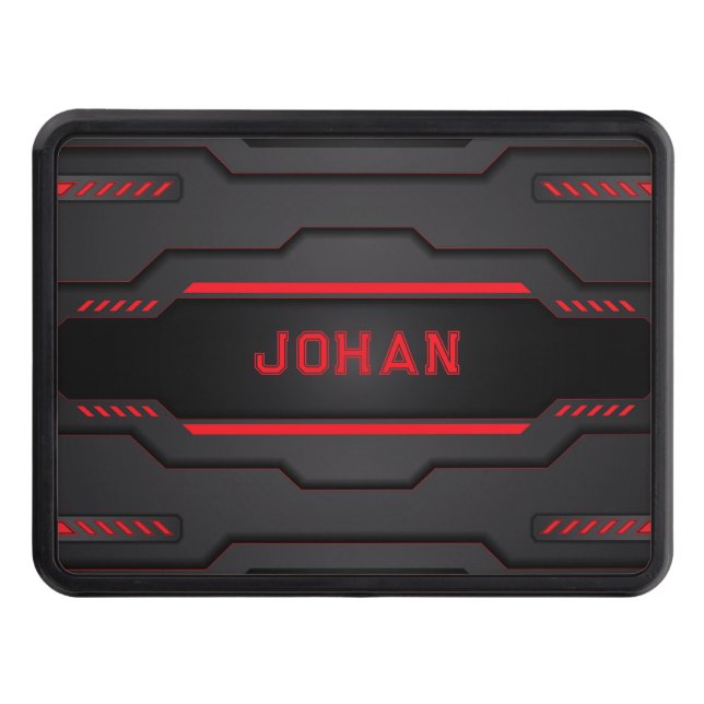 Cubierta Para Remolque Diseño geométrico metálico negro y rojo (Anverso)