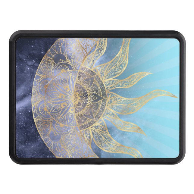 Cubierta Para Remolque Dorado Moon Sun Mandala Diseño Celeste (Anverso)