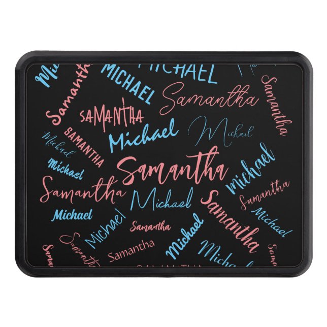 Cubierta Para Remolque Dos nombres parejas patrón monograma azul claro ro (Anverso)