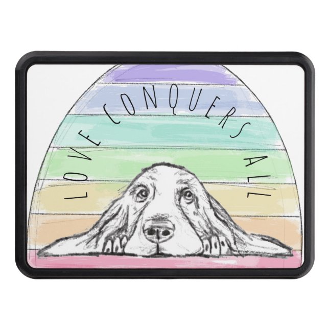 Cubierta Para Remolque el amor conquista a todo el perro rainbow basset (Anverso)