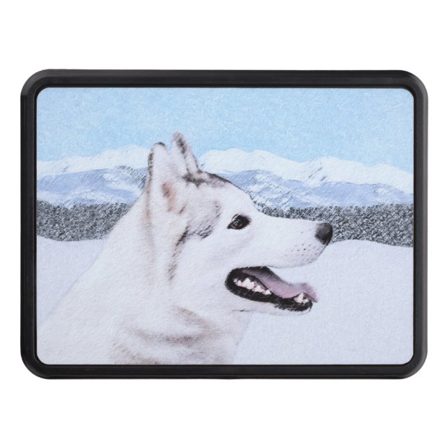 Cubierta Para Remolque El Husky Siberiano (Plata y Blanco) Pintura de art (Anverso)
