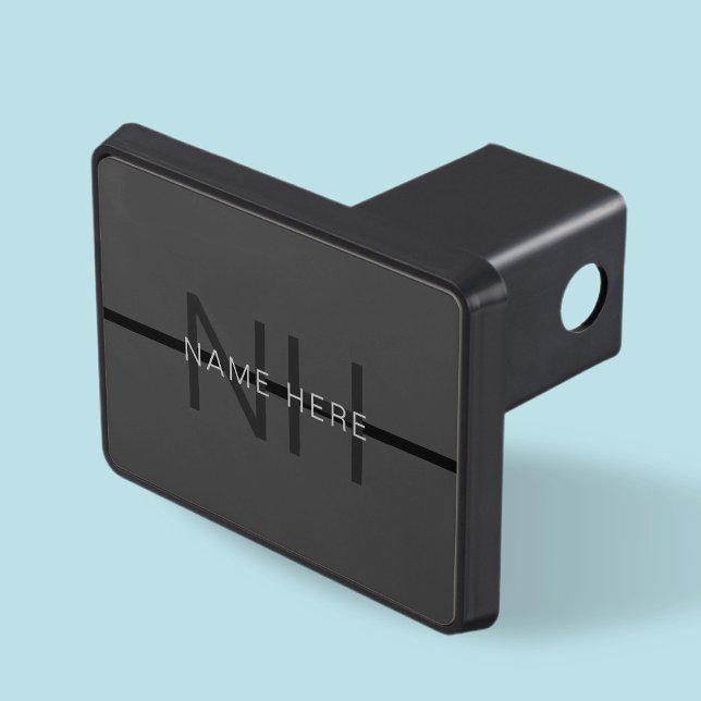 Cubierta Para Remolque Elegante Masculina Nombre Gris Oscuro y Monograma (Subido por el creador)