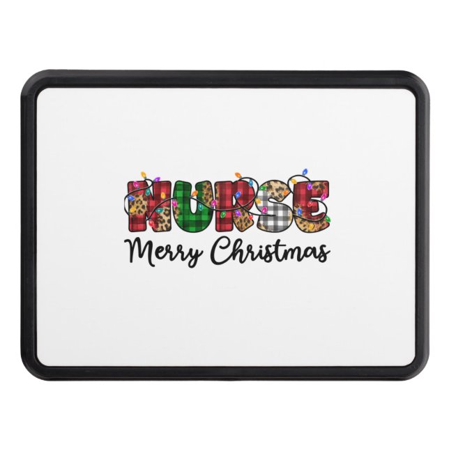 Cubierta Para Remolque Enfermera Merry Christmas Lights Leopard Print Buf (Anverso)