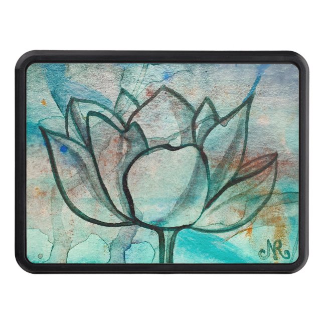 Cubierta Para Remolque Flor azul azul verde azulado Elegante Artsy Lotus (Anverso)