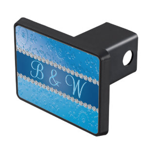 Cubierta Para Remolque Flor azul monograma Grabado en relieve