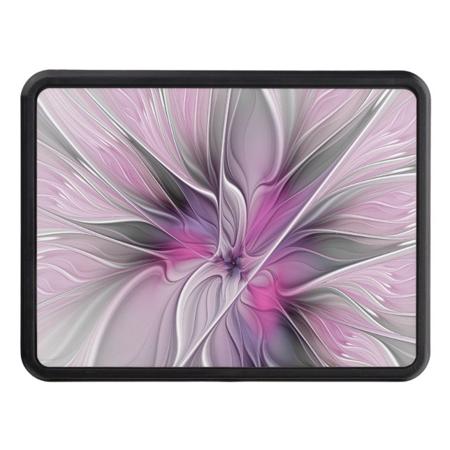 Cubierta Para Remolque Flor Floral Fractal Moderno Abstracto Flor Gris ro (Anverso)