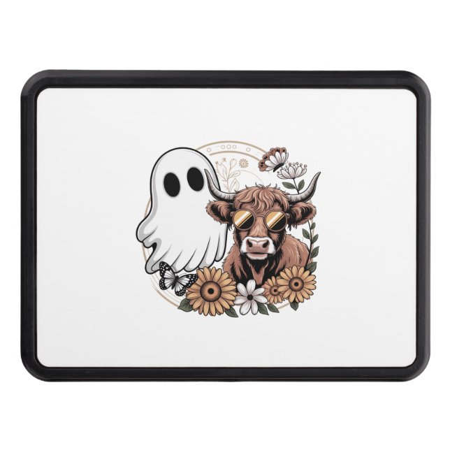 Cubierta Para Remolque Floral Fall Highland Cow Ghost (Anverso)