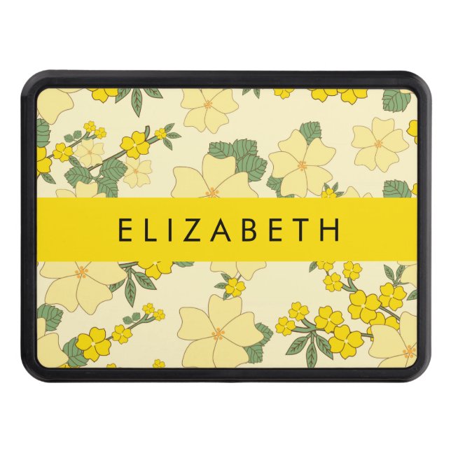 Cubierta Para Remolque Flores Amarillas, Patrón De Flores, Tu Nombre (Anverso)