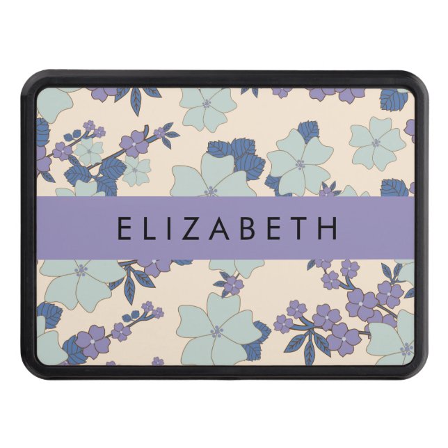 Cubierta Para Remolque Flores azules, flores moradas, flores, tu nombre (Anverso)