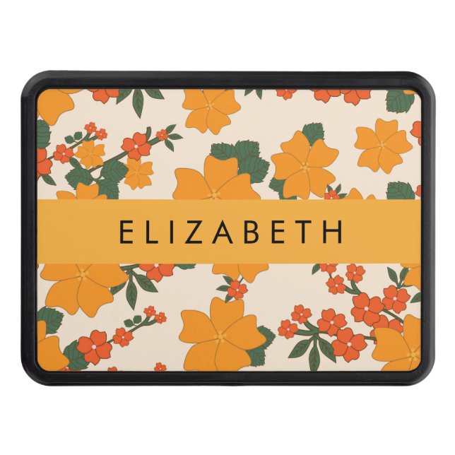 Cubierta Para Remolque Flores naranjas, Patrón De Flores, Su Nombre (Anverso)