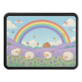 Cubierta Para Remolque Fluffy Sheep Lavender Field Rainbow Art