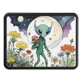 Cubierta Para Remolque Funny Alien Picking Flowers With Full Moon