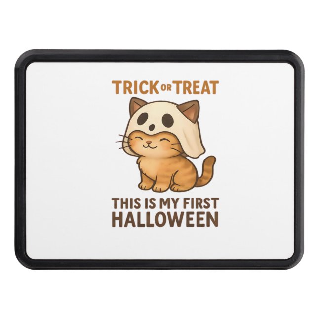 Cubierta Para Remolque gatito con máscara listo para su primera Halloween (Anverso)