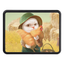 Cubierta Para Remolque Gato Adorable con Hen en la Granja