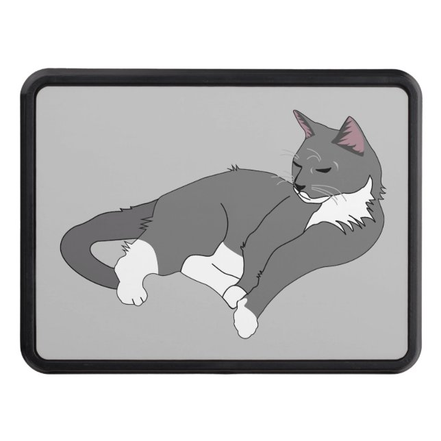 Cubierta Para Remolque Gato de Tuxedo Gris y Blanco (Anverso)