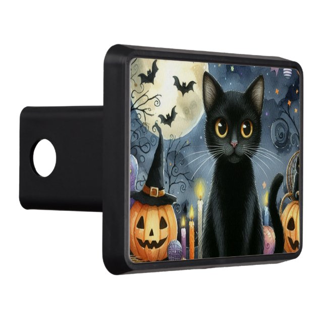 Cubierta Para Remolque Gato negro de Halloween de 2 pulgadas (Derecha)