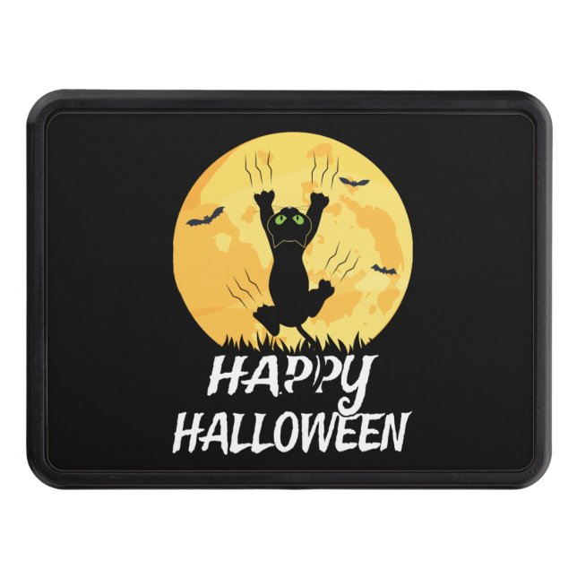 Cubierta Para Remolque Graciosa luna de gato negro feliz Halloween (Anverso)
