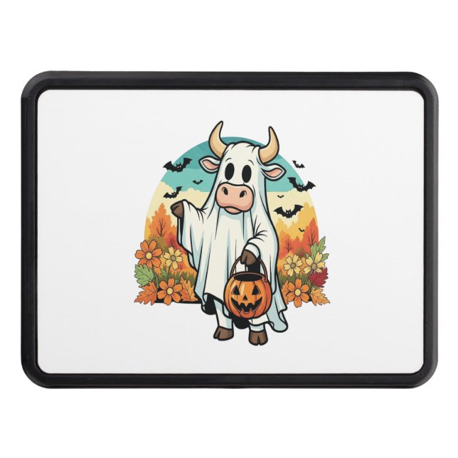 Cubierta Para Remolque Graciosa vaca fantasma de Halloween (Anverso)