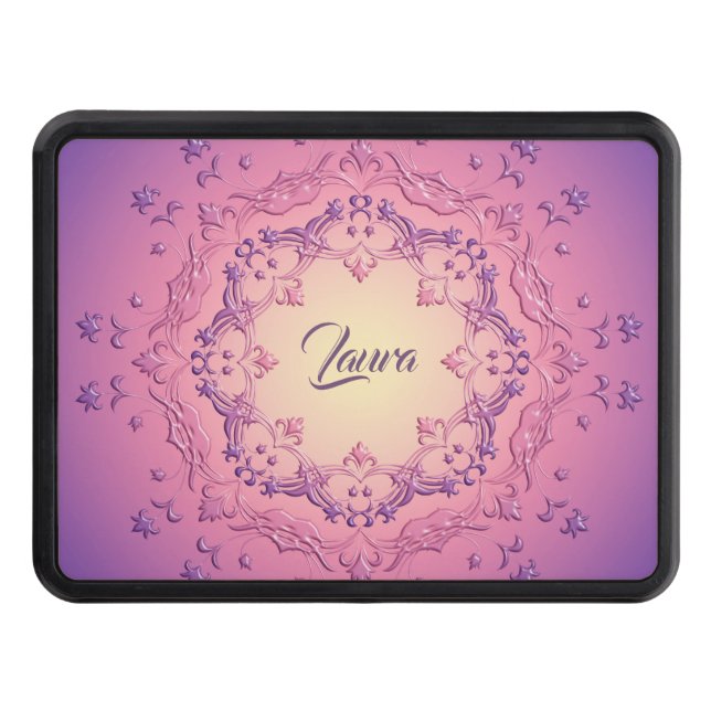 Cubierta Para Remolque Gradiente floral étnico mandala.Nombre. (Anverso)