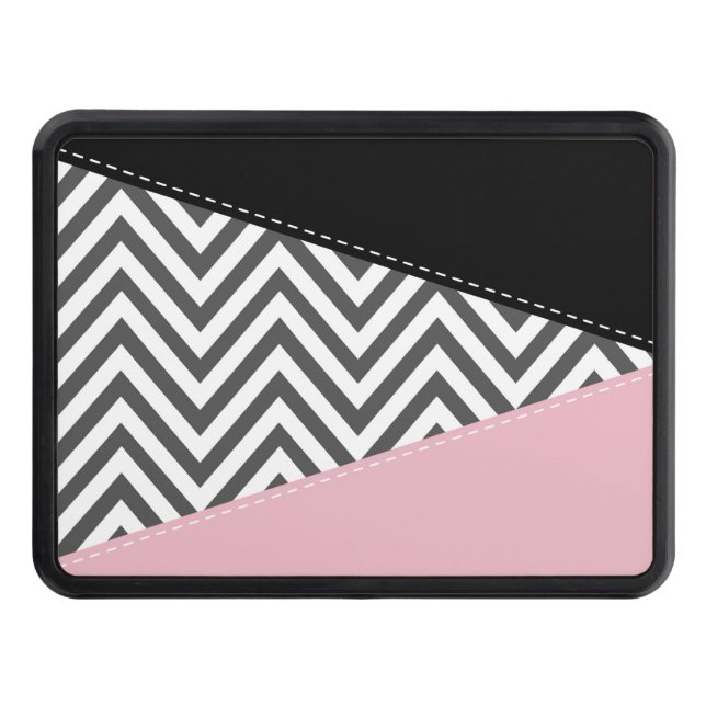 Cubierta Para Remolque Gris Zigzag, Gris Chevron, Zigzag Pattern, Rosa (Anverso)