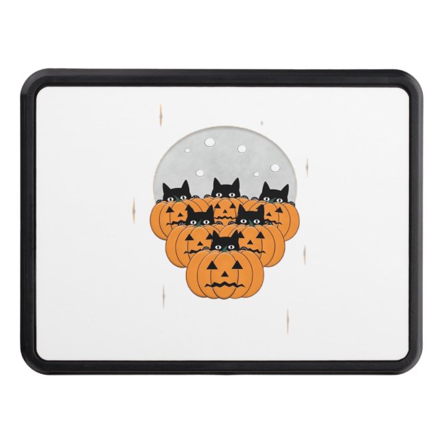 Cubierta Para Remolque Halloween  Cats  Pumpkins  Black Background  Illus (Anverso)