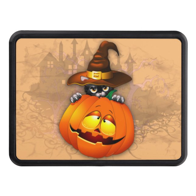 Cubierta Para Remolque Halloween Curte Kitty Witch and Pumpkin Friend (Anverso)