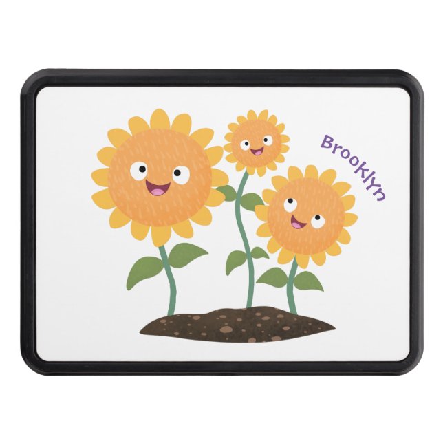 Cubierta Para Remolque Hermosos girasoles alegres sonrientes ilustracion  (Anverso)