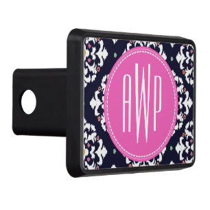 Cubierta Para Remolque Ikat y monograma rosado