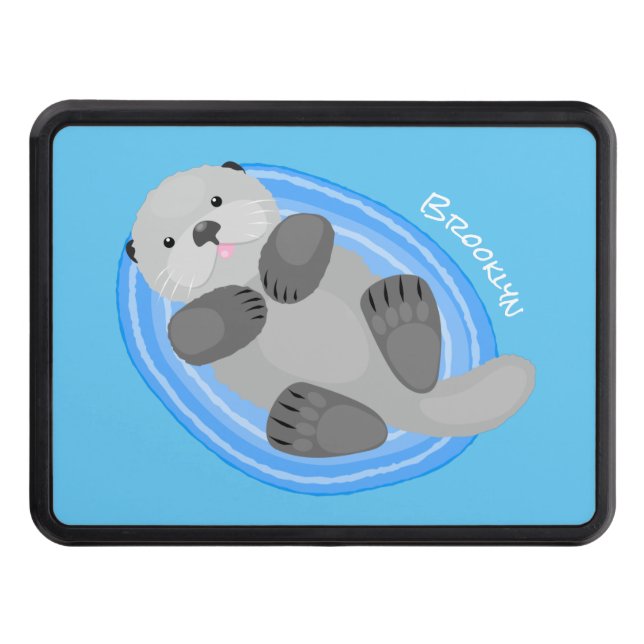 Cubierta Para Remolque Ilustracion personalizado de nutria marina feliz (Anverso)