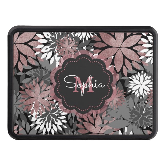 Cubierta Para Remolque Ilustracion Rosa de flores geométricas de oro de b (Anverso)