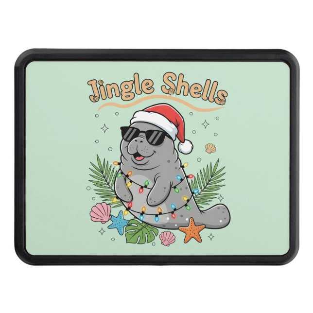 Cubierta Para Remolque Jingle Shells Tropical Santa Manatee Christmas (Anverso)