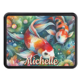 Cubierta Para Remolque Koi Fish Whimsical Watercolor Personalized
