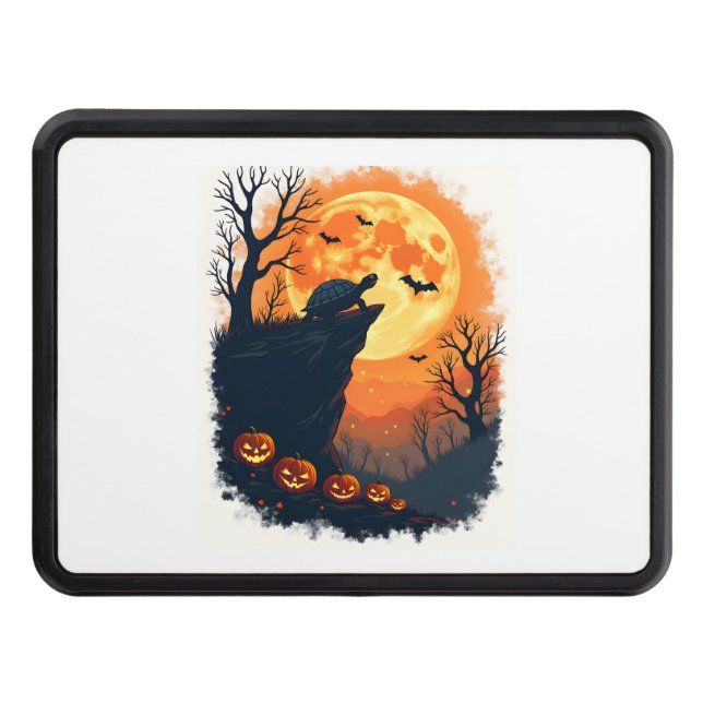 Cubierta Para Remolque La divertida Tortoise Halloween Silhouette Spooky  (Anverso)