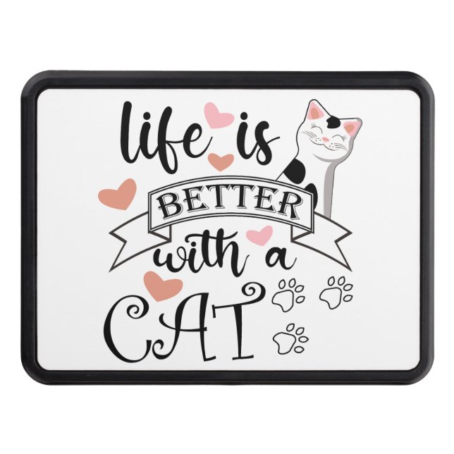 Cubierta Para Remolque La vida es mejor con un eslogan de citas gatas (Anverso)