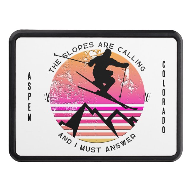 Cubierta Para Remolque Las Pistas Llaman Personalizado Retro Sunset Skier (Anverso)