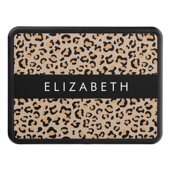 Cubierta Para Remolque Leopard Print, Spots, Brown Leopard, Tu Nombre (Anverso)