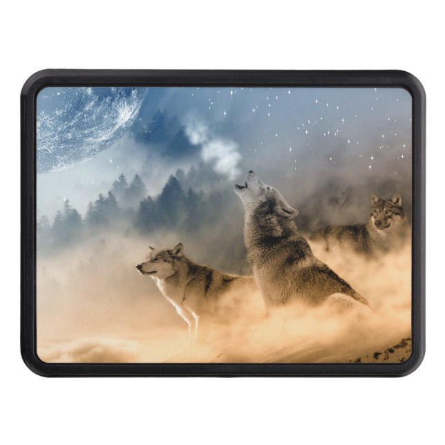 Cubierta Para Remolque Lobos llorando en la luna (Anverso)