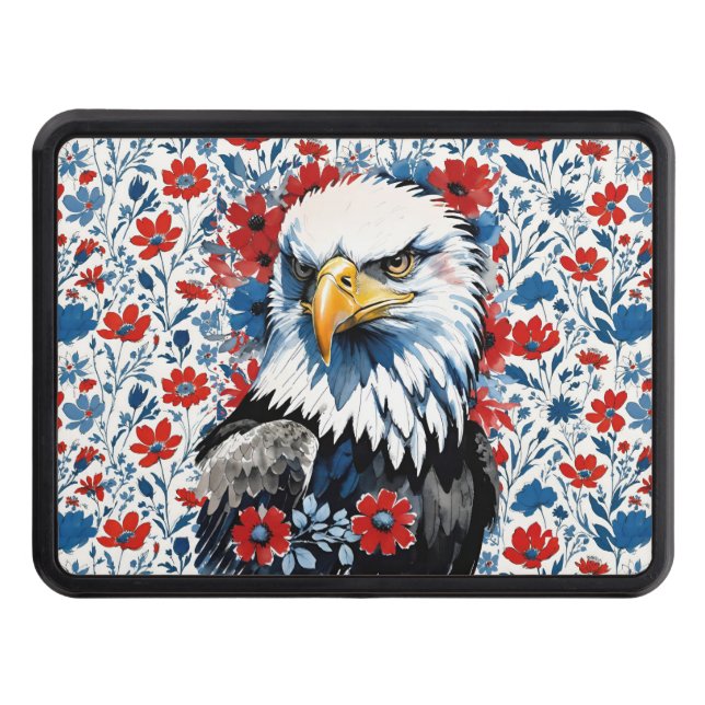 Cubierta Para Remolque Majestuoso American Bald Eagle Floral (Anverso)