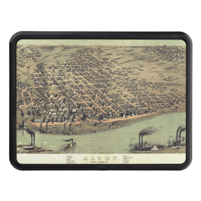 Cubierta Para Remolque Mapa antiguo de la época Illinois USA 1867 (Anverso)