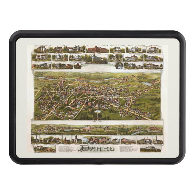Cubierta Para Remolque Mapa de época antiguo Barre Massachusetts USA 1891 (Anverso)