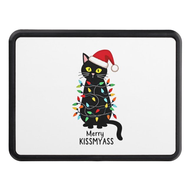 Cubierta Para Remolque Merry Kissmyass Funny Cat Christmas Lights Premium (Anverso)