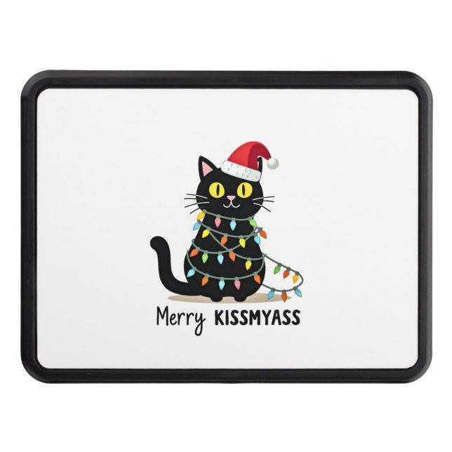 Cubierta Para Remolque Merry Kissmyass Funny Cat Christmas Lights Premium (Anverso)