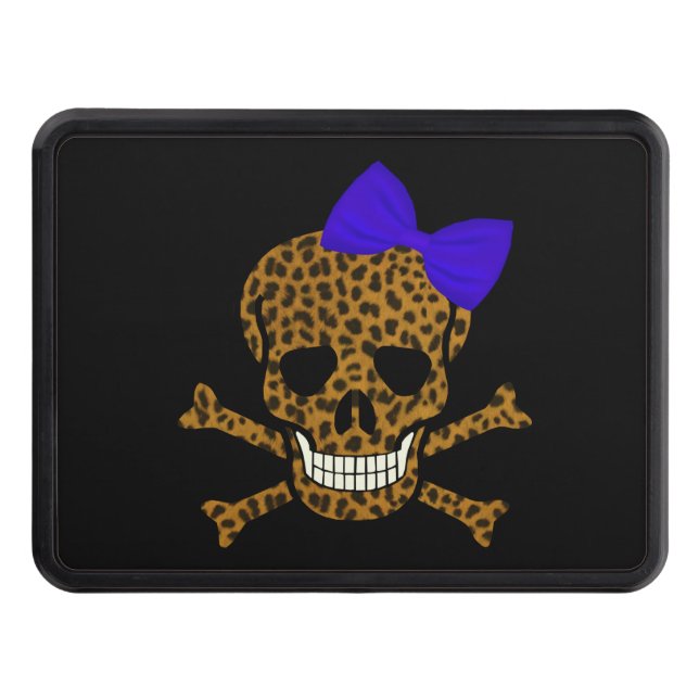 Cubierta Para Remolque Moda Leopard Print Pirate Skull Blue Bow (Anverso)