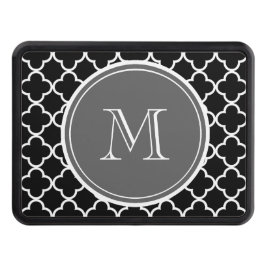 Cubierta Para Remolque Modelo negro de Quatrefoil, monograma gris