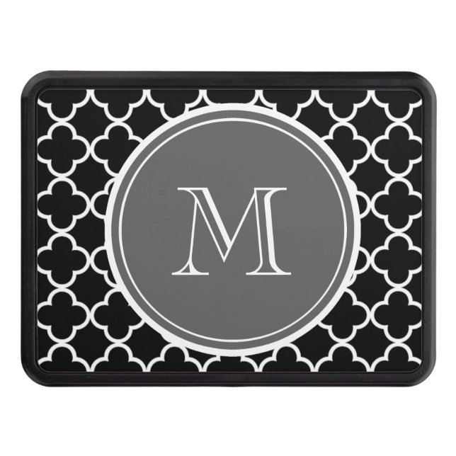 Cubierta Para Remolque Modelo negro de Quatrefoil, monograma gris (Anverso)
