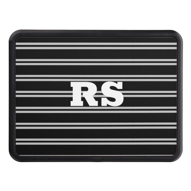 Cubierta Para Remolque Monograma blanco negrita, líneas grises en negro (Anverso)