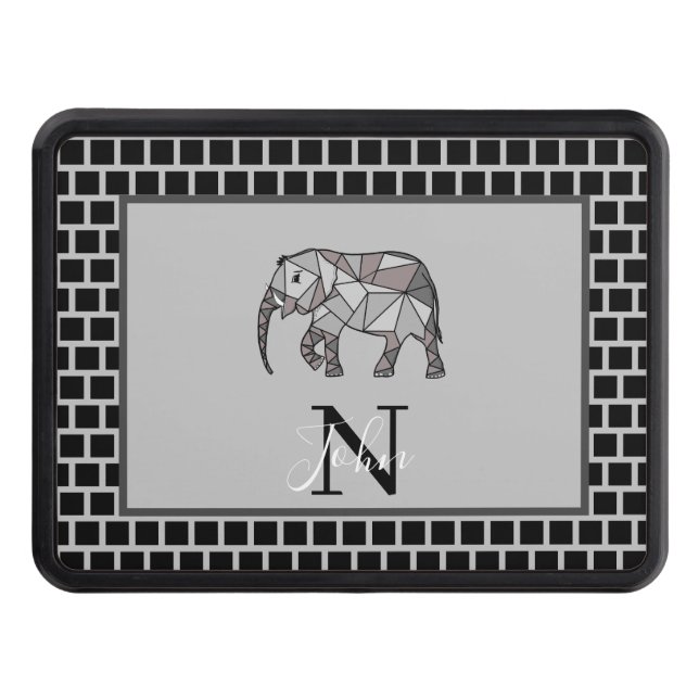 Cubierta Para Remolque Monograma Cute Graphics Elephant Personalizado Neg (Anverso)