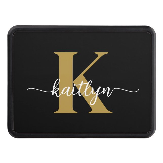 Cubierta Para Remolque Monograma del guión de oro negro (Anverso)